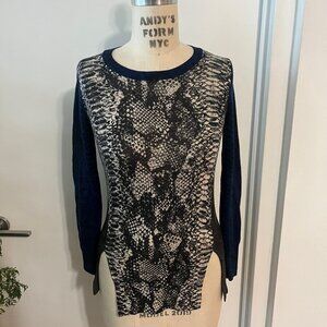 Rare MARKUS LUPFER Merino Wool Snakeskin Print Sweater Size XS